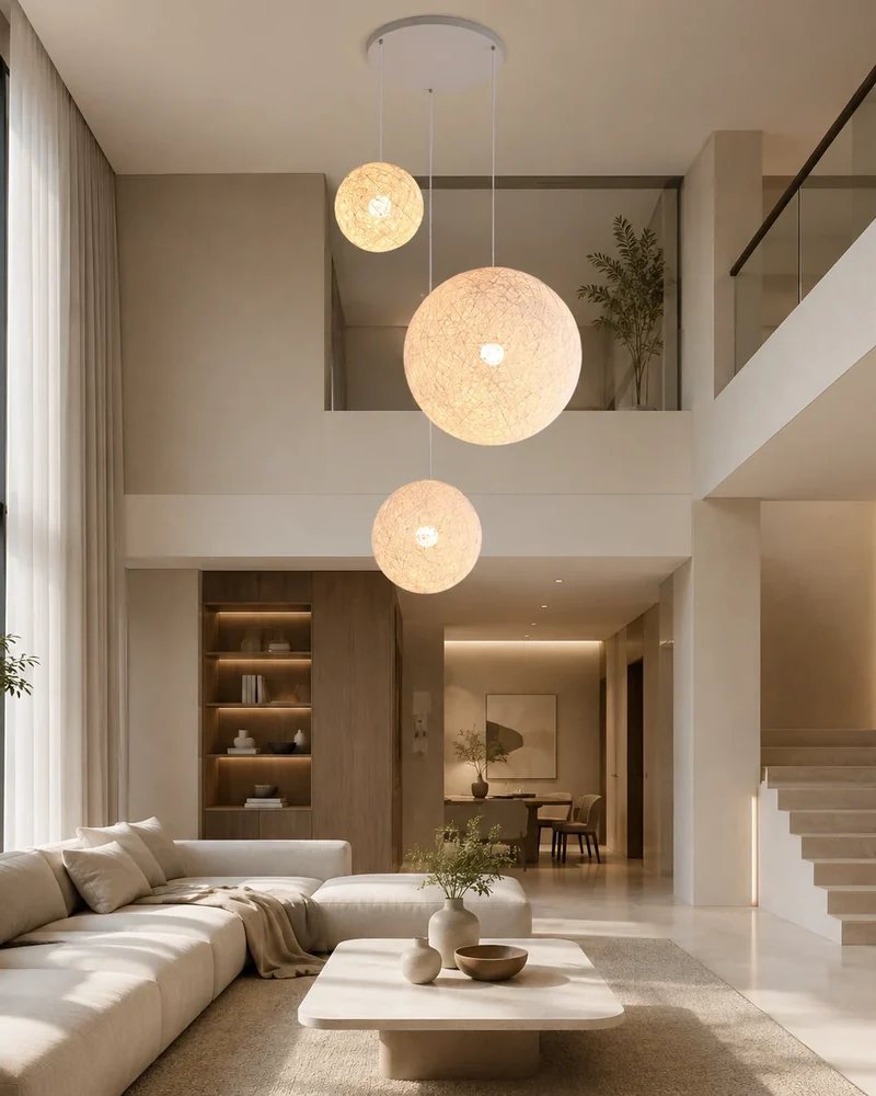 Salon d'un appartement contemporain en travertin